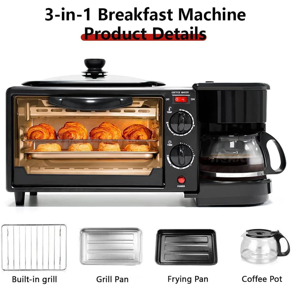 Breakfast Station Multifunctional Toaster Oven Station Coffee Maker for Making Coffee Sandwiches Cake 3 in 1 expediency