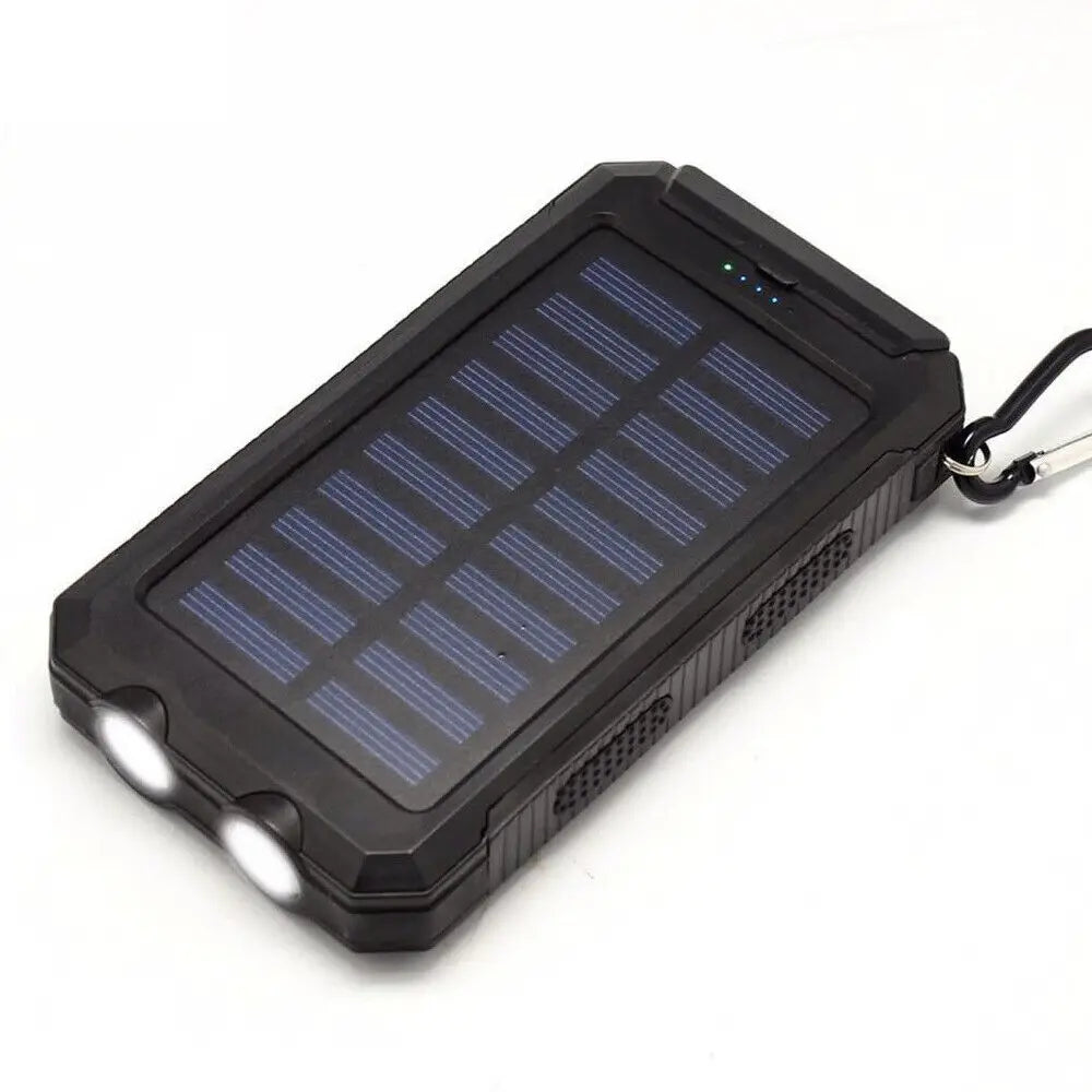 10000000mAh Solar Power Bank Waterproof 2USB LED Battery Charger For Cell Phone