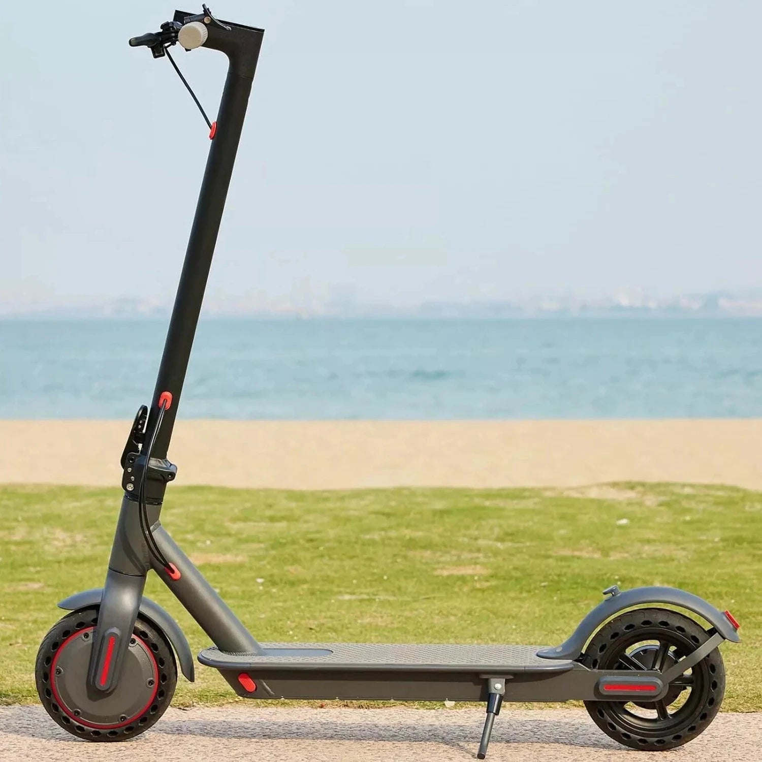 350W smart electric scooter is for you! Dual shock absorption minimizes buffering, Glide at 20KM/H along riverside paths.