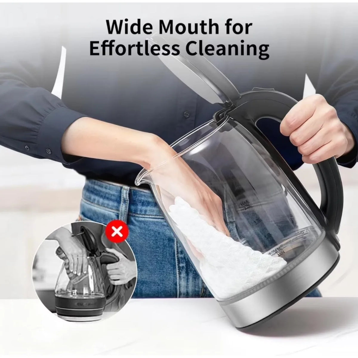 2L Glass Electric Kettle, 220W Fast Boil