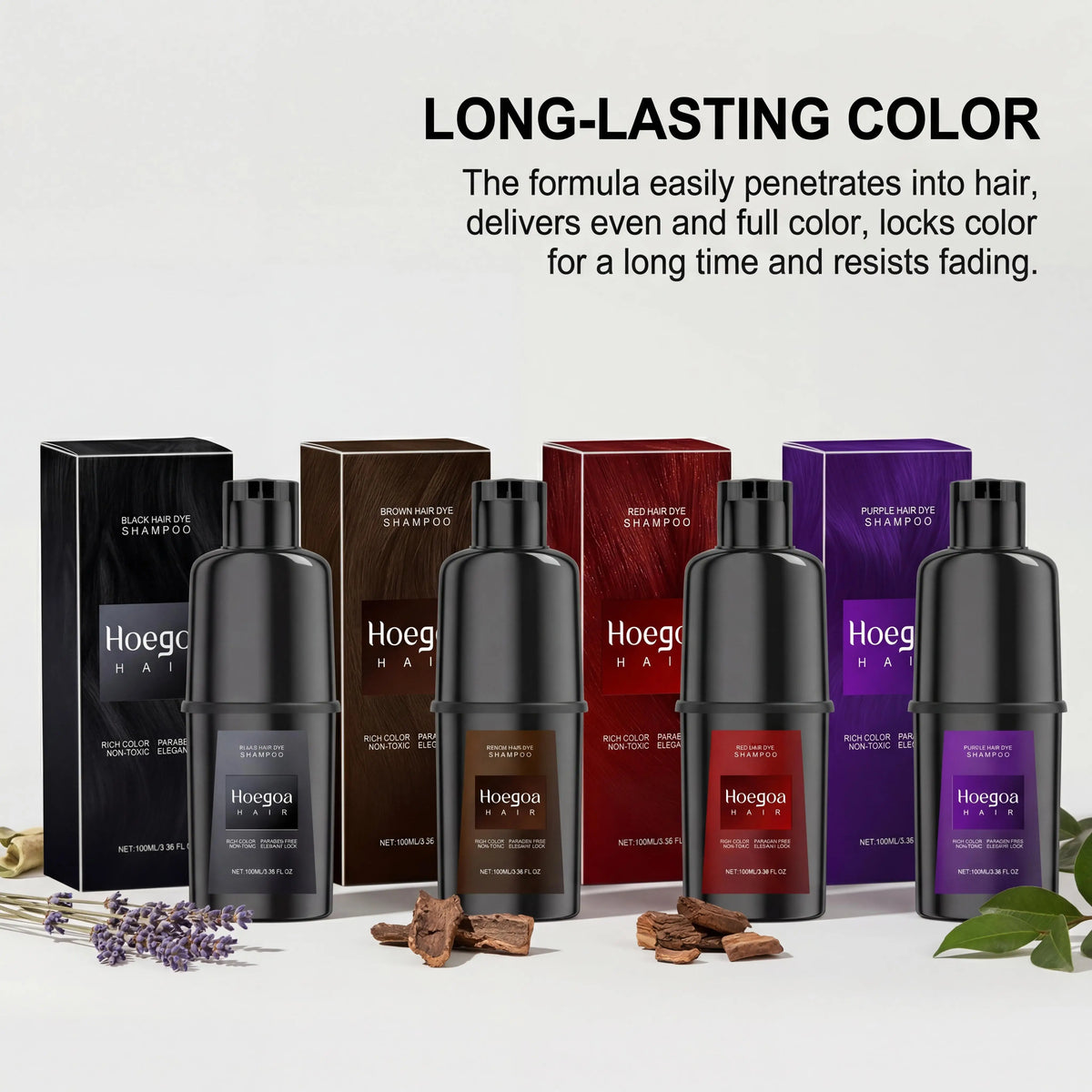 4 Color Hair Dye Shampoo Ginseng Root Extract Nourish