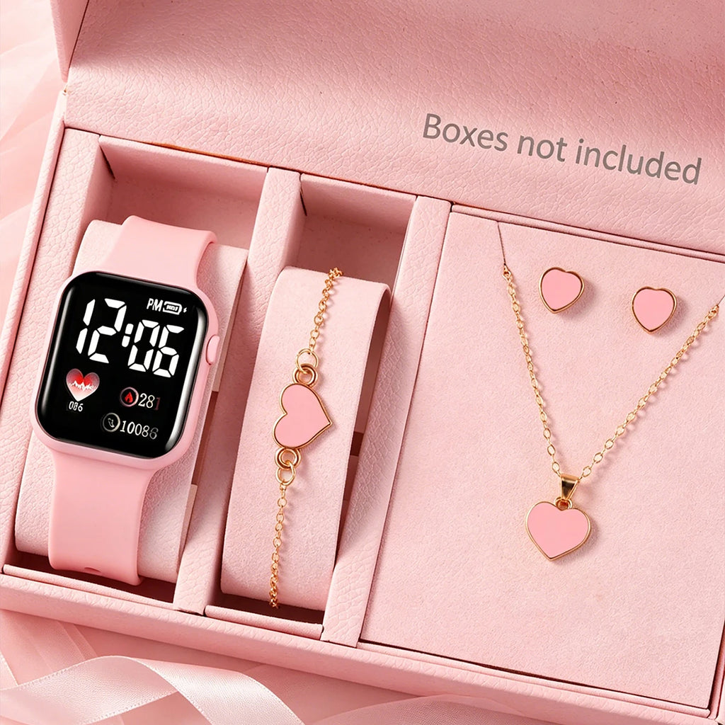 5-Piece Set, Simple and Cute Electronic Watch