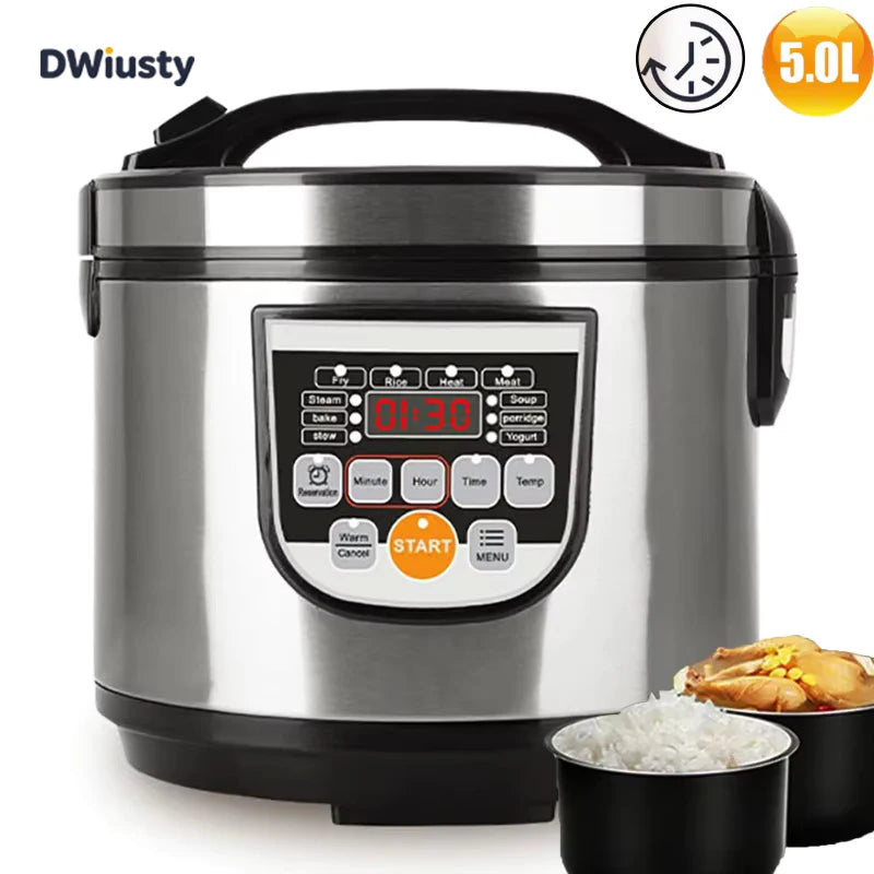 DWiusty 5L Digital Rice Cooker, 700W Multi-Cooker with LED Display & Non-Stick Pot, Warm Function Food Steamer For Family Meals