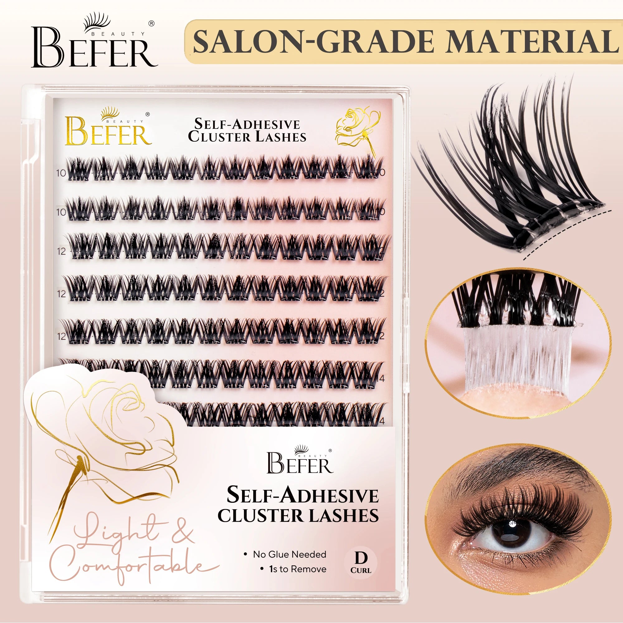 Befer Self-Adhesive Lash Clusters Clear Pre-Glued Eyelashes Cluster 150pcs Manga Natural Makeup Fluffy False Eyelashes Supplier