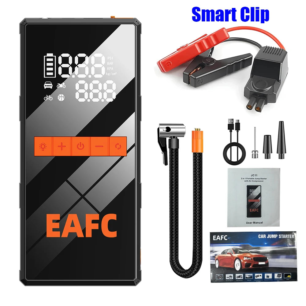 EAFC 1200A Car Jump Starter 150PSI Air Compressor 2-in-1 Air pump 8000mAh Portable Booster Powerful Car Battery Starting Device