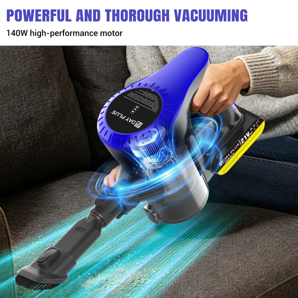 Battery Bagless Vacuum Cleaner 1000W 7000Pa 45Min Cordless Vacuum Cleaner with Light, Anti-Tangle Brush, Super Quiet Self-Standing Battery Vacuum for Pet Hair Carpets Hard Floors
