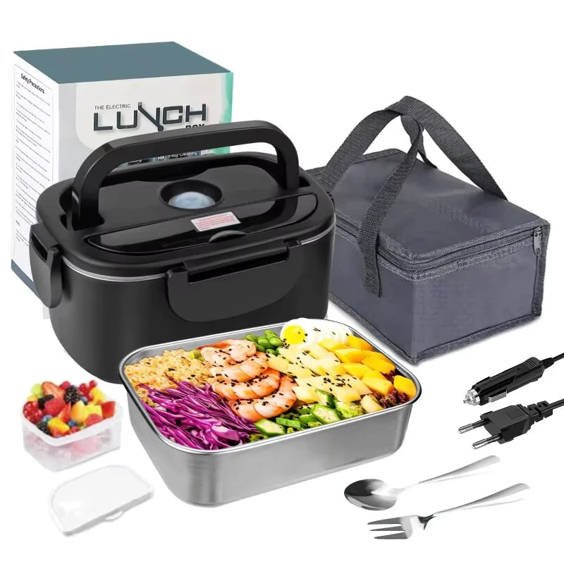 DWiusty 2-in-1 electric lunch box leak-proof portable food warmer 1.5/2/2.5 L microwave lunch box with stainless steel container