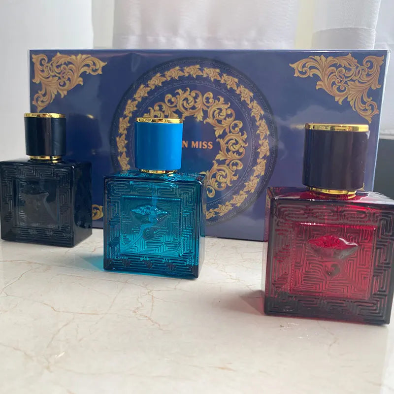 3-Piece Men's Fragrance Cift Set:Ocean Breeze,Cedarwood & Amber Eau DeToilette,3Oml PortablePerfume Bottles for Travel