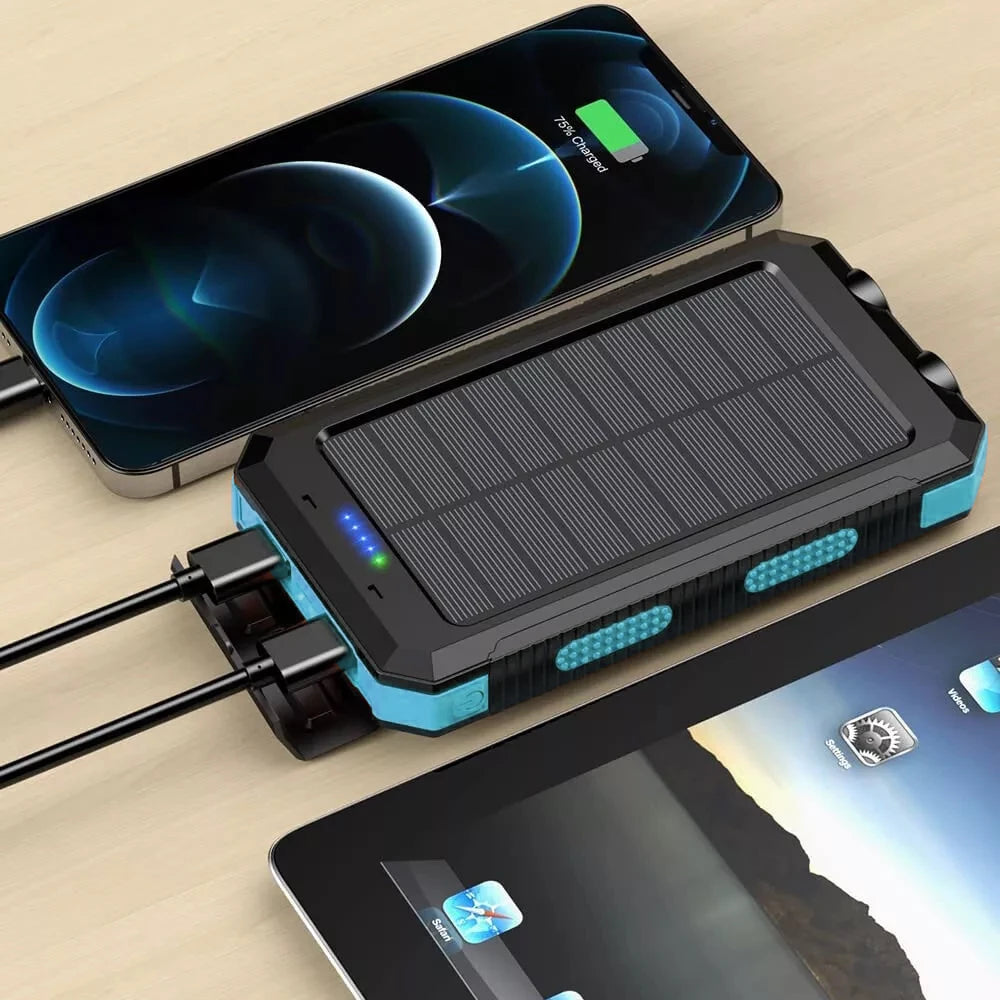 10000000mAh Solar Power Bank Waterproof 2USB LED Battery Charger For Cell Phone