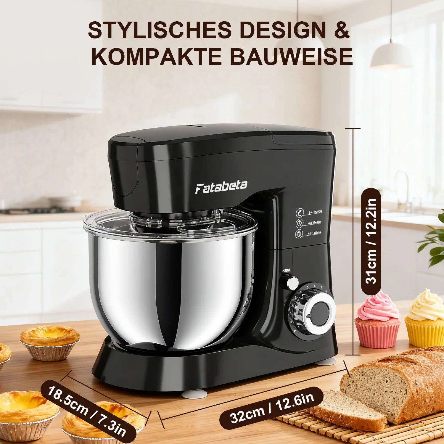 5.5L Electric Stand Mixer, 1000W, 11 Speeds, 3-in-1(Whipping, Kneading & Mixing), Non-Slip Feet, Safety Lock, for Baking/Gift