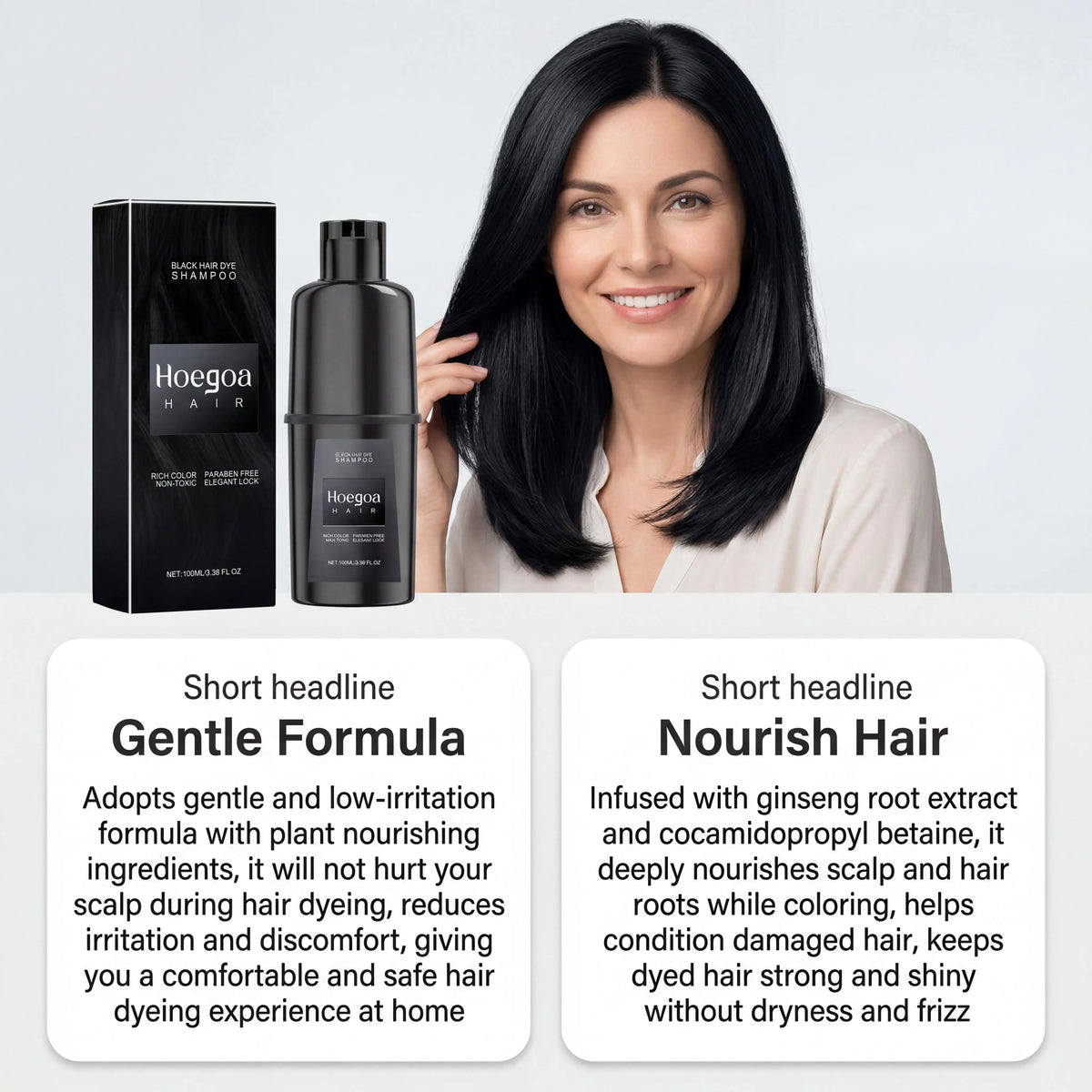4 Color Hair Dye Shampoo Ginseng Root Extract Nourish