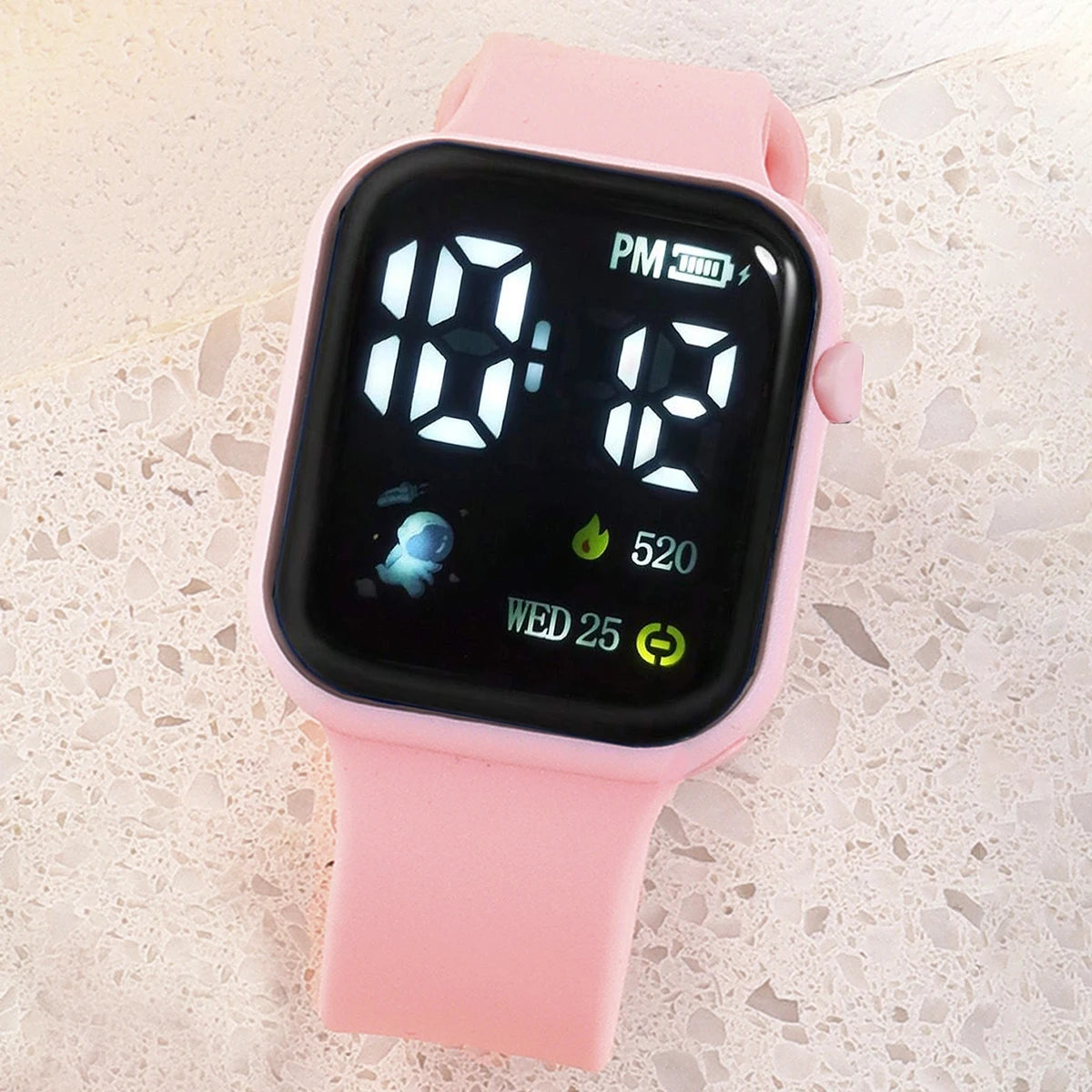 10-Piece Set, Cute Pink Led Electronic Watch