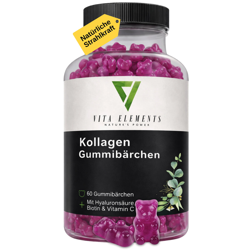 Collagen gummy bears | Lab-tested in Germany | Non-GMO | Dietary supplement | Gluten-free | With biotin and vitamin C | With marine collagen | Fruity taste | 60 gummy bears