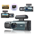 Dual front-and-rear dash camera with a 32 GB SD card, a 3-inch screen, and night vision for the car