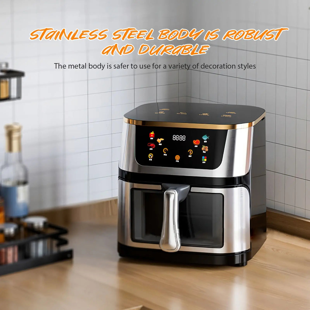 12L Large Capacity Air Fryer Toaster Oven LED Touch Screen Large Visual Window Accessories Included High Hot Air Circulation