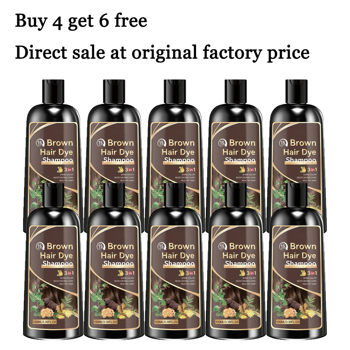100ML Herbal Brown Hair Dyeing Shampoo Nourishing Scalp Repairing Damaged Hair