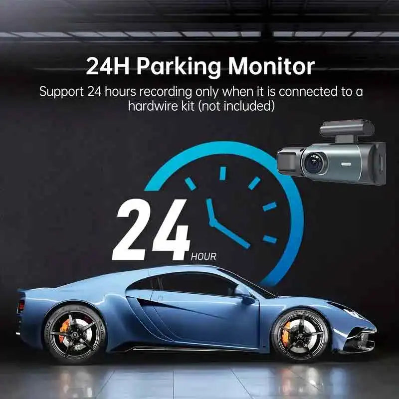 Dual front-and-rear dash camera with a 32 GB SD card, a 3-inch screen, and night vision for the car