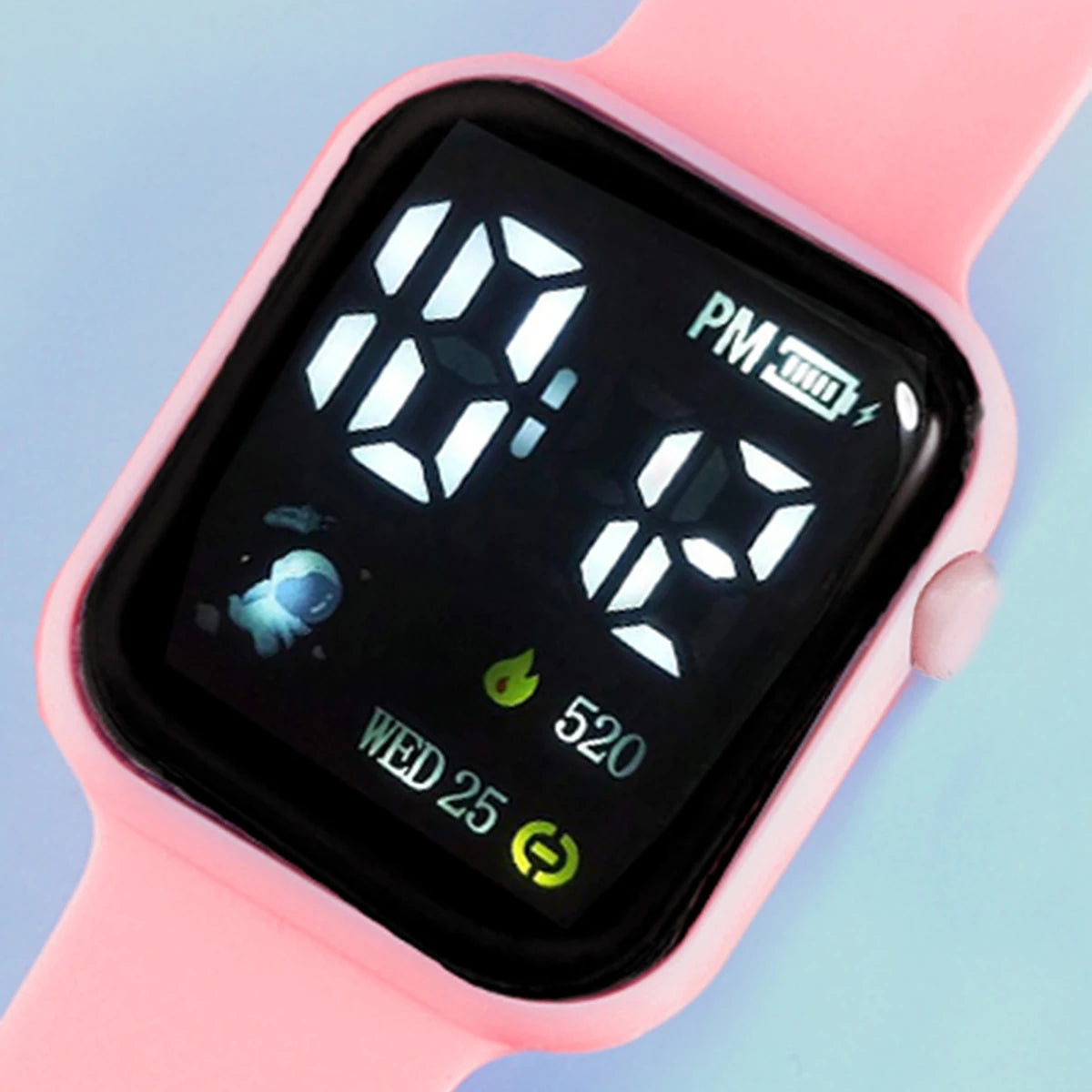 10-Piece Set, Cute Pink Led Electronic Watch