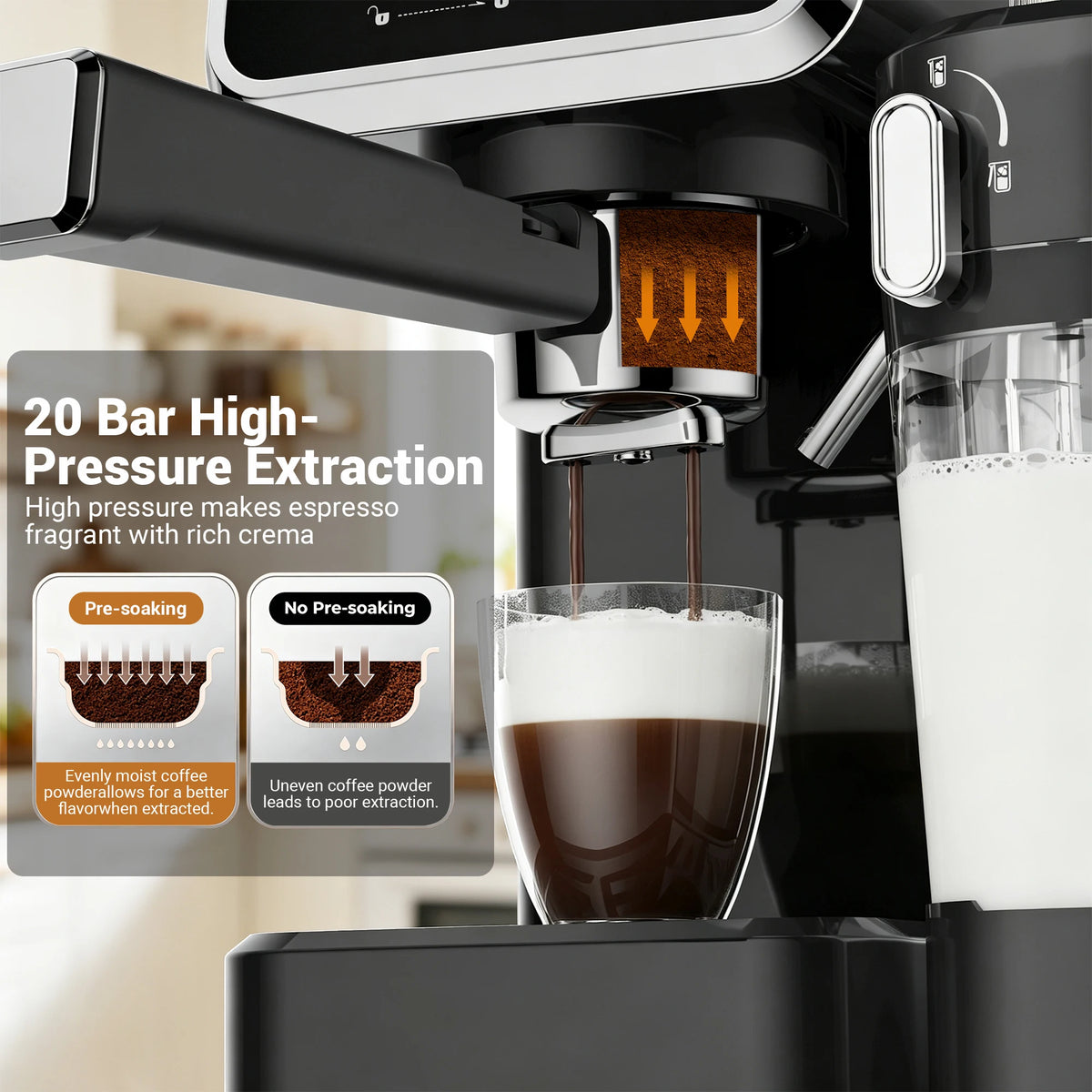 Espresso Machine with Color Touchscreen, 20 Bar