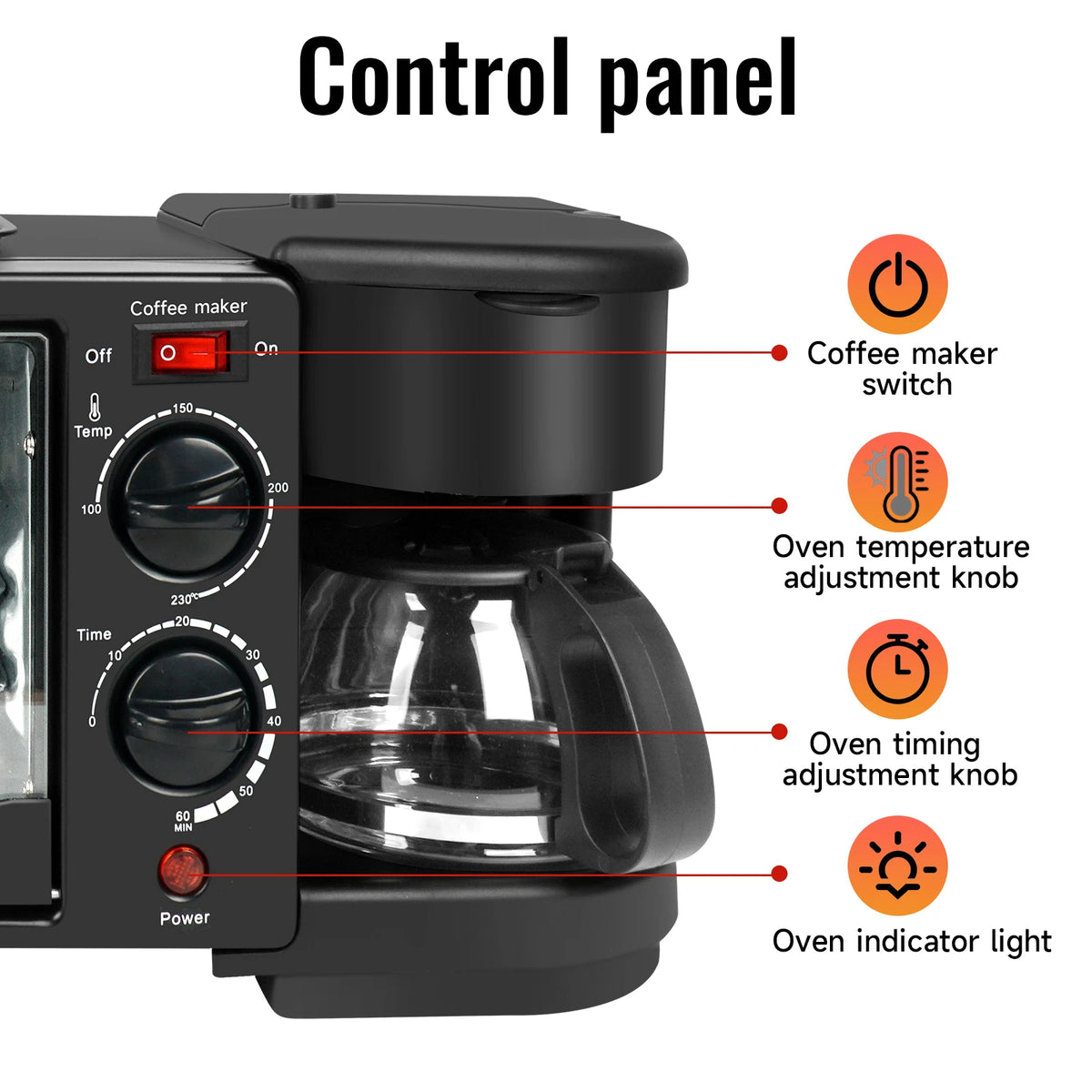 Electric Breakfast Machine 3-in-1 Multifunction