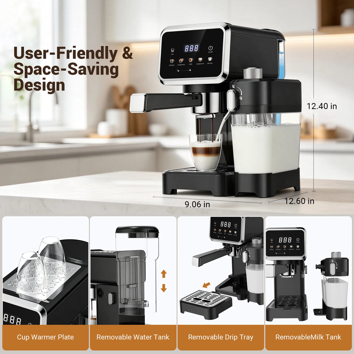 Espresso Machine with Color Touchscreen, 20 Bar