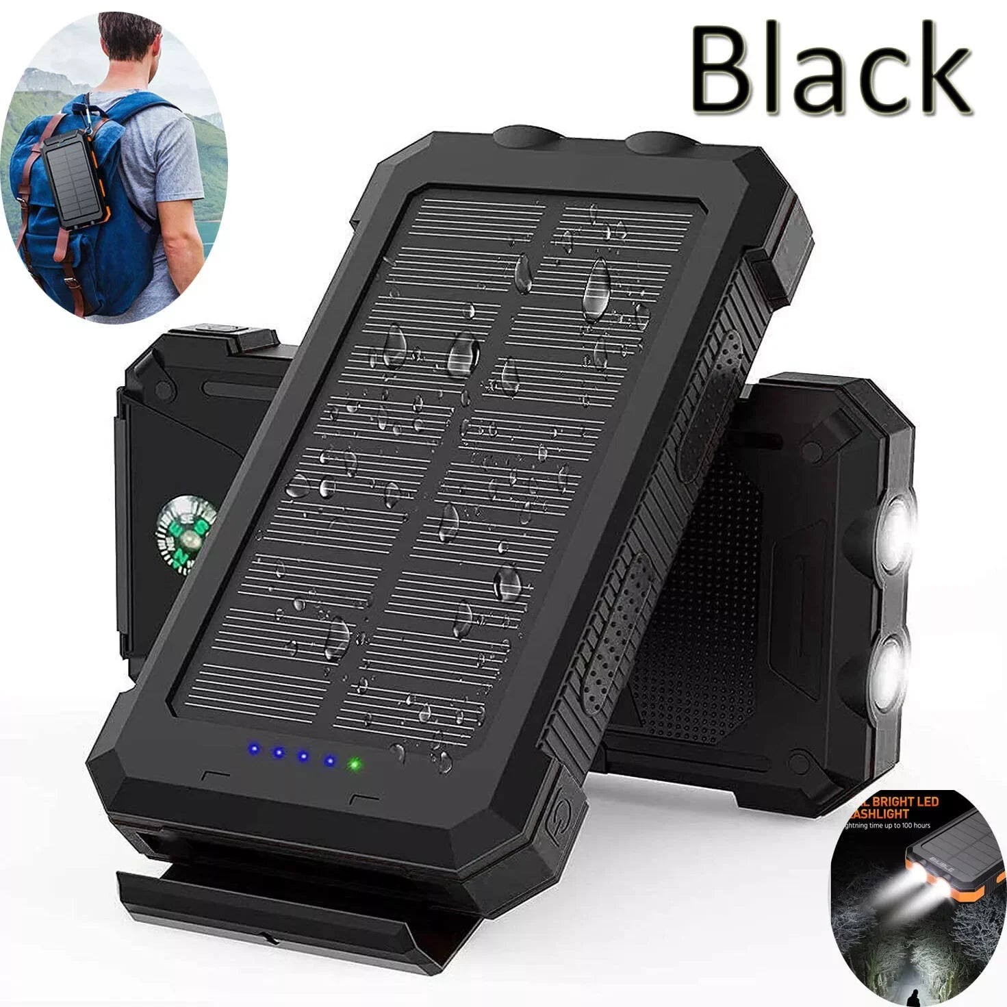 10000000mAh Solar Power Bank Waterproof 2USB LED Battery Charger For Cell Phone