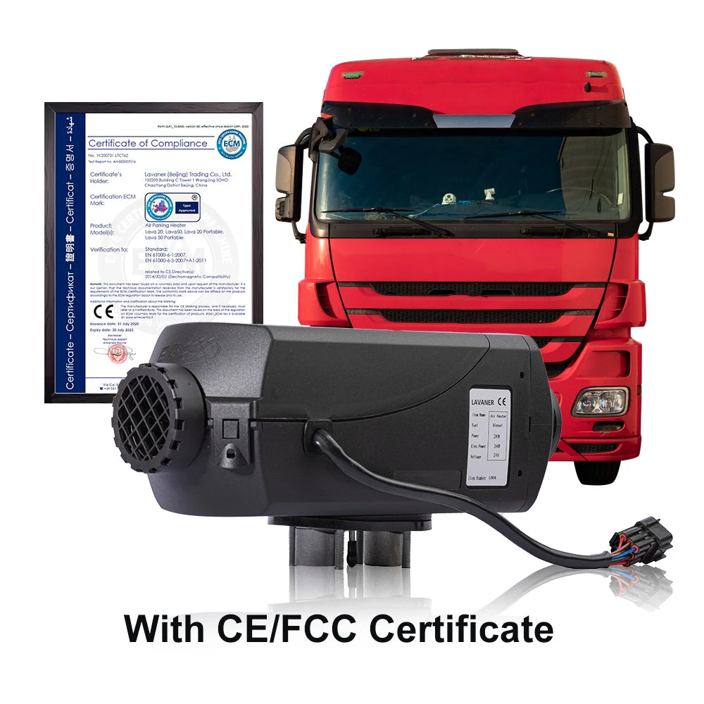 LAVANER Pro 12V 2KW Diesel Air Heater, Water-Resistant LCD Remote, Afterburner Compatible for RV Camper Van Truck