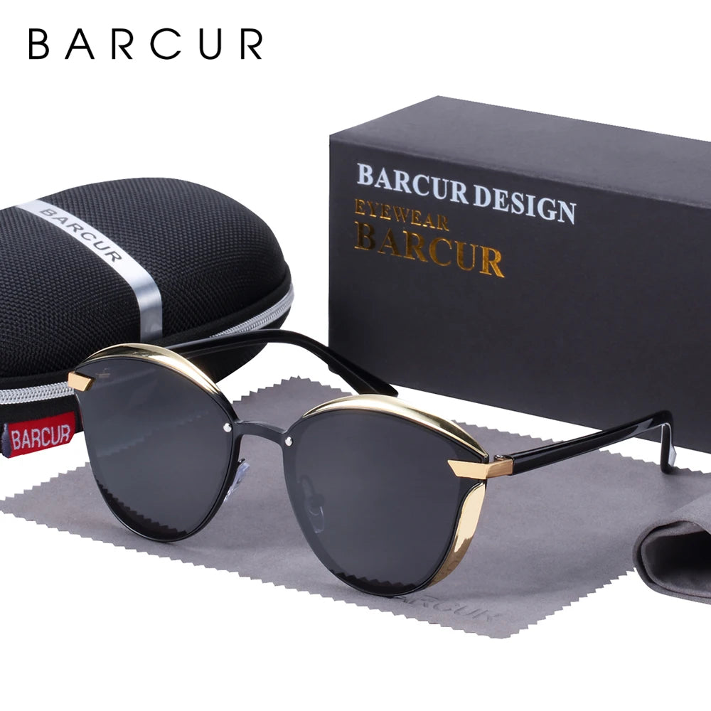 BARCUR Polarized Sunglasses Women Luxury Round Sun Glass for Women Ladies Female Shade Lunette De Soleil Femme