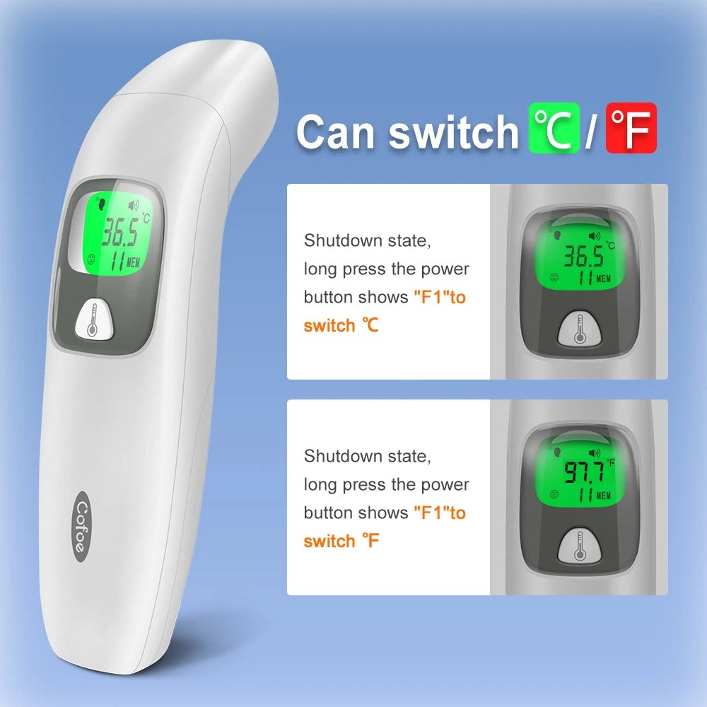 Cofoe Digital Forehead Thermometer Forehead Ear Non-Contact Medical Termometro Baby/Adult.
