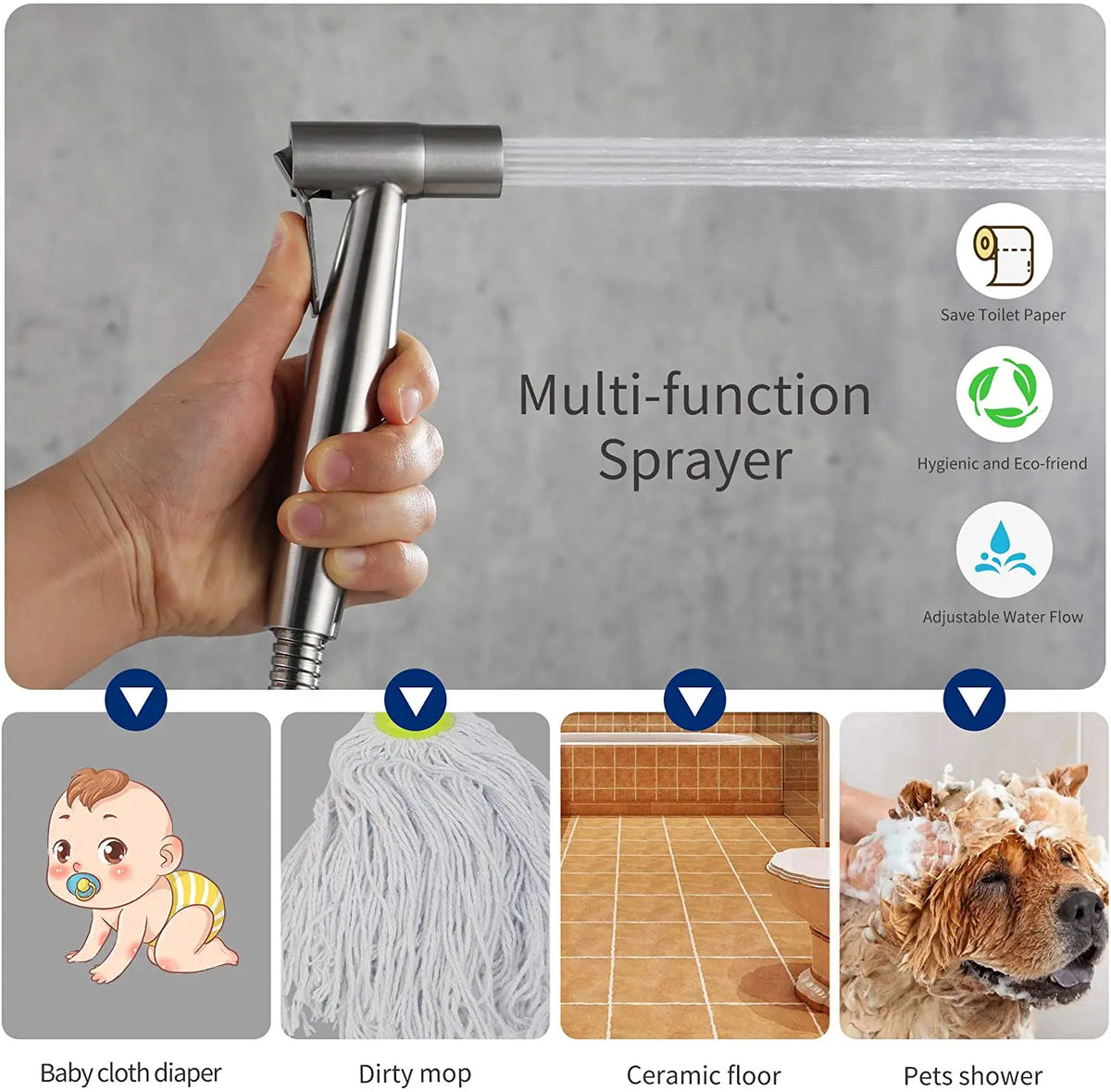 Handheld Toilet Bidet Sprayer Set Kit Stainless Steel Hand Bidet faucet