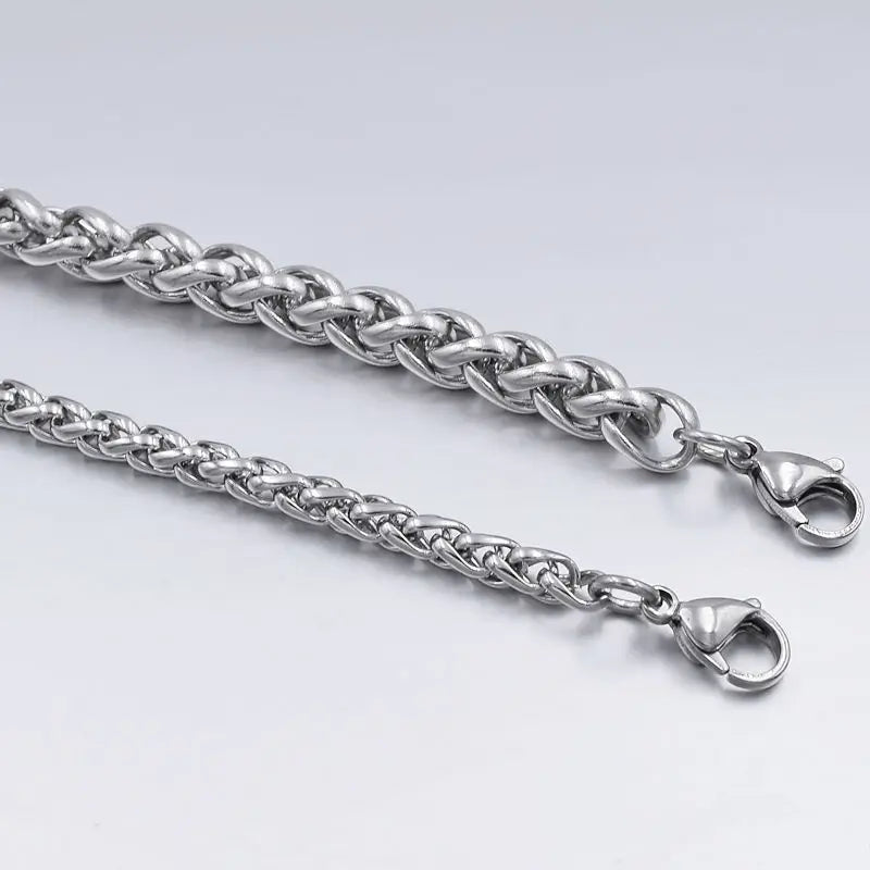 HNSP Simple Stainless Steel Twist Rope Chain Hand Bracelet For Men