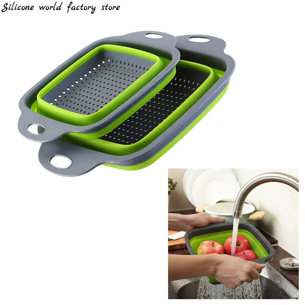 Silicone World Folding Drain Basket Fruit Vegetable Washing