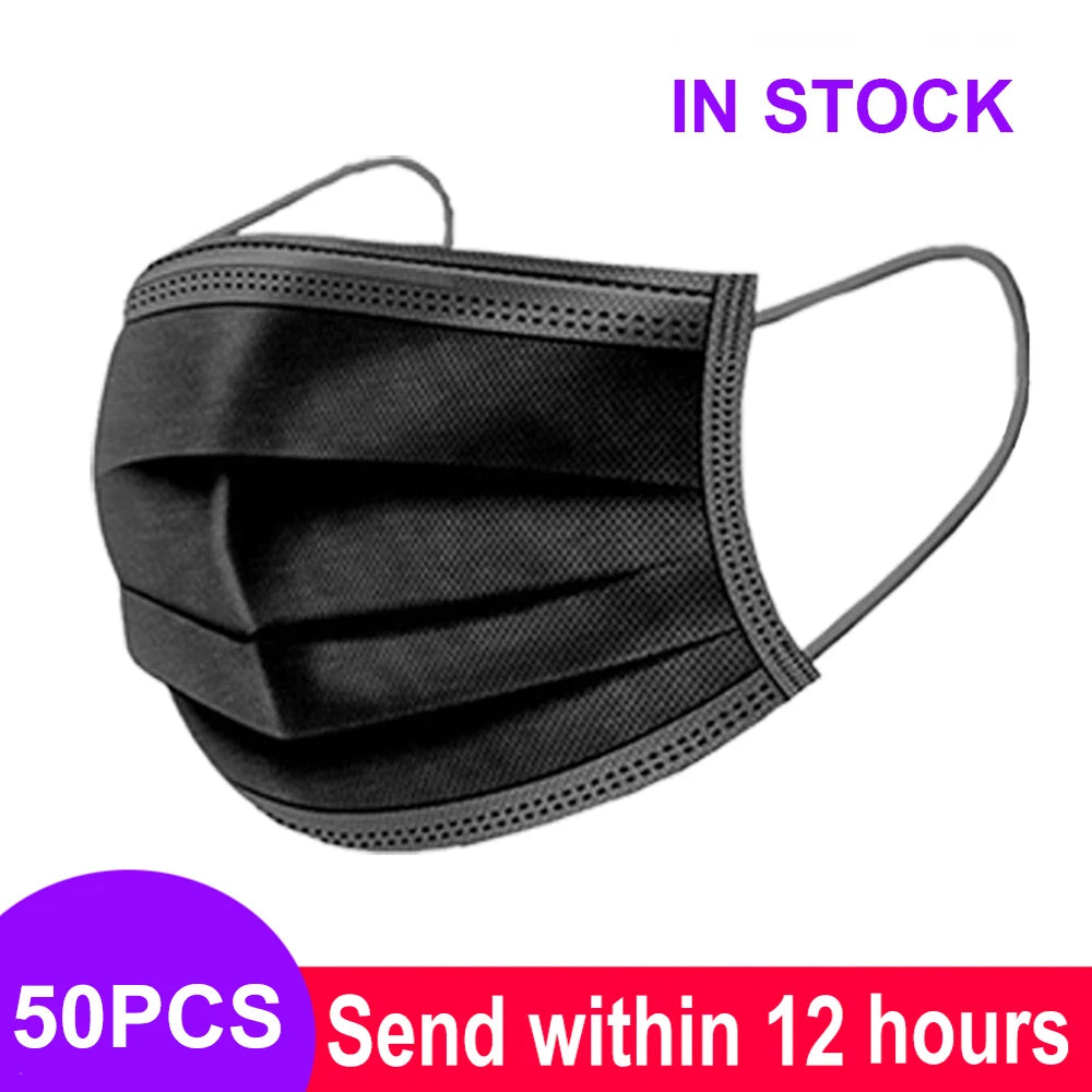 Mouth Masks 3-layer Anti-Dust Disposable Mascarillas  Non Woven Meltblown Cloth Masks Elastic Ear Loop Face Mask