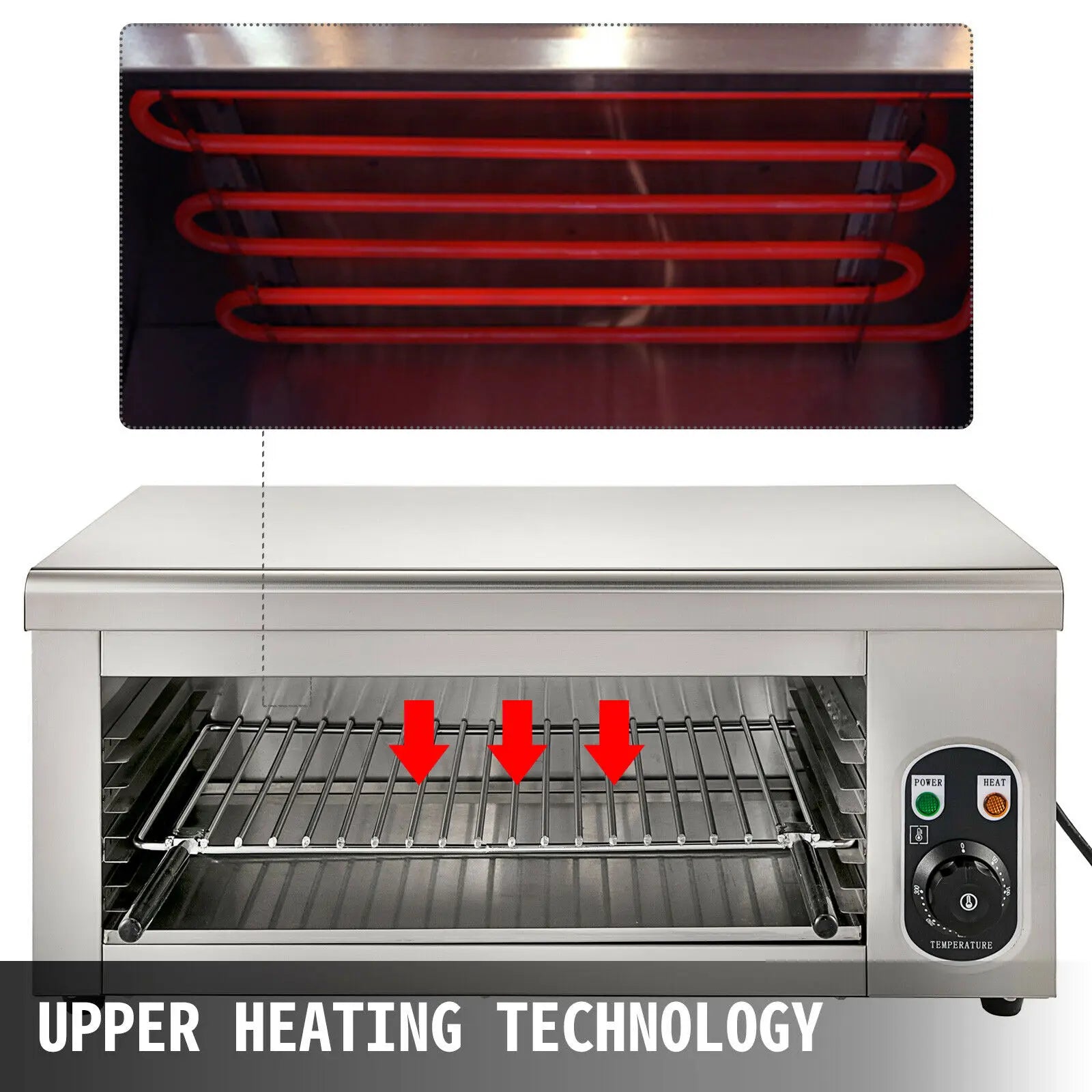 SucceBuy Electric Salamander Oven Adjustable Grid Kitchen Appliance Stainless Steel  Broiler for Pizza Roast Chicken Commercial