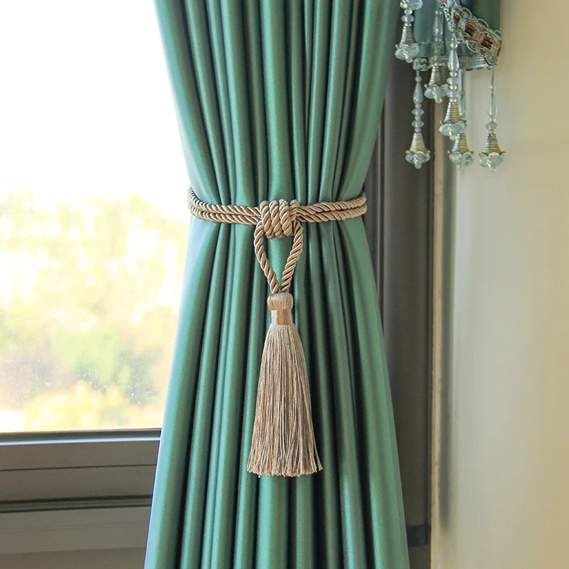 1Pc Handmade Tassel Curtain Tieback Room Accessories Gold Curtain Buckle Rope Home Decoration Holdback Window Fringe