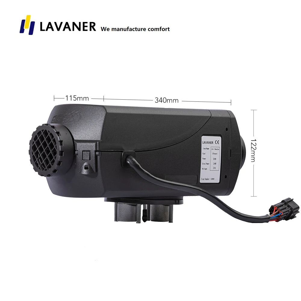 LAVANER Pro 12V 2KW Diesel Air Heater, Water-Resistant LCD Remote, Afterburner Compatible for RV Camper Van Truck