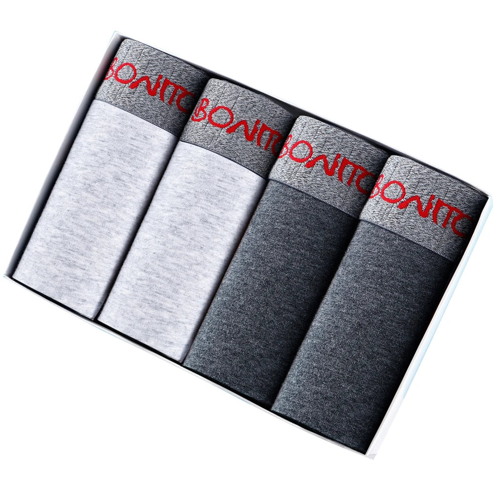 4 Pieces Cotton Men's Panties BONITOS Letter Elastic Waistband Underwear