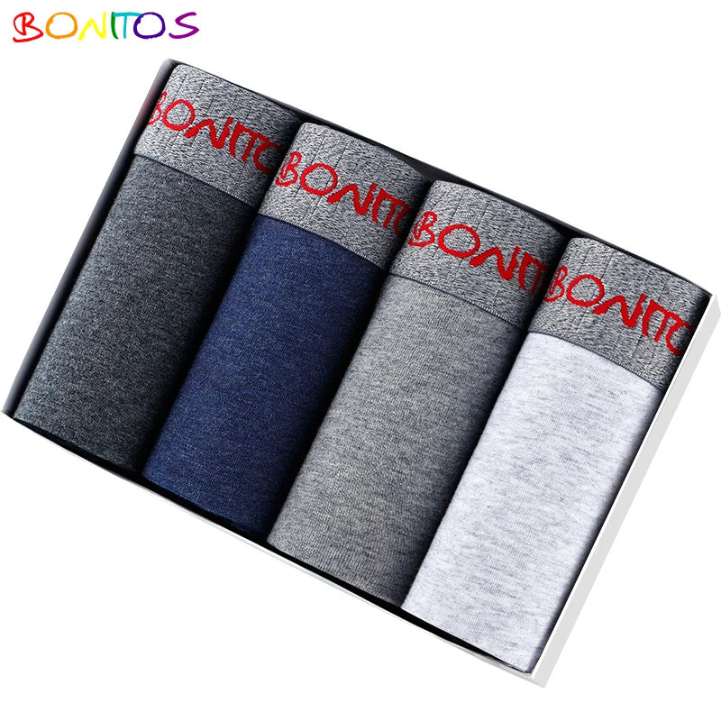 4 Pieces Cotton Men's Panties BONITOS Letter Elastic Waistband Underwear