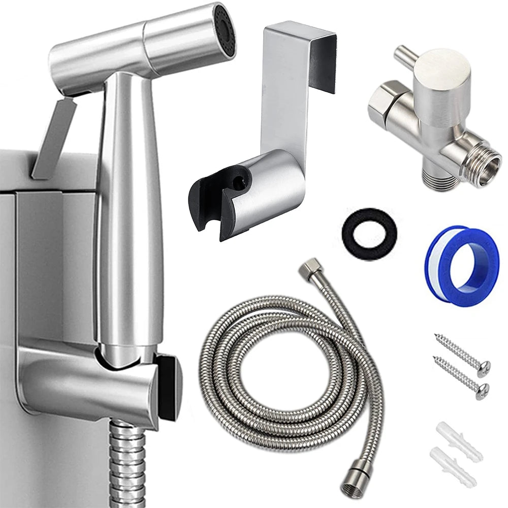 Handheld Toilet Bidet Sprayer Set Kit Stainless Steel Hand Bidet faucet