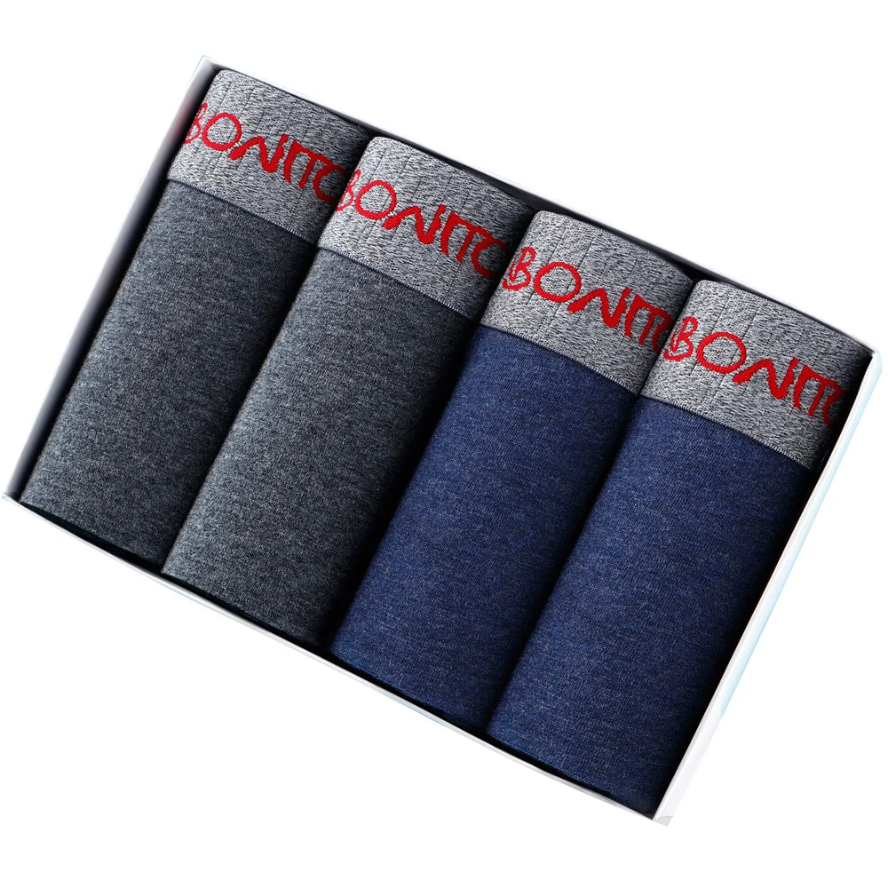 4 Pieces Cotton Men's Panties BONITOS Letter Elastic Waistband Underwear