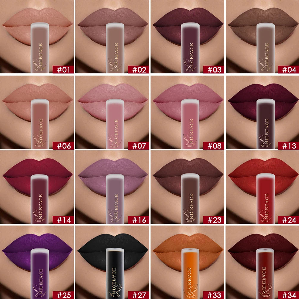 NICEFACE Nude Liquid Lipsticks Waterproof Velvet Matte Lip Gloss