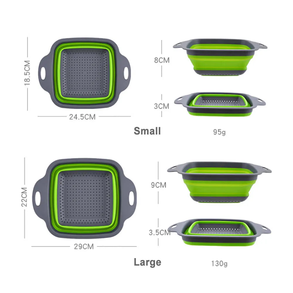Silicone World Folding Drain Basket Fruit Vegetable Washing