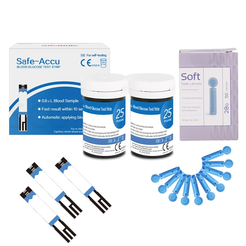 Safe-Accu CE Blood Glucose Meter Glucometer Kit Diabetes Tester 50/100 Test Strips