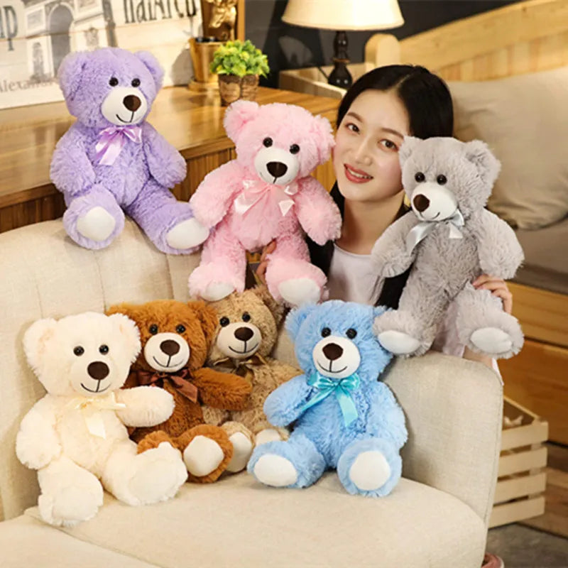 Cute Colorful Bow Tie Bear Doll Plush Toy Hug