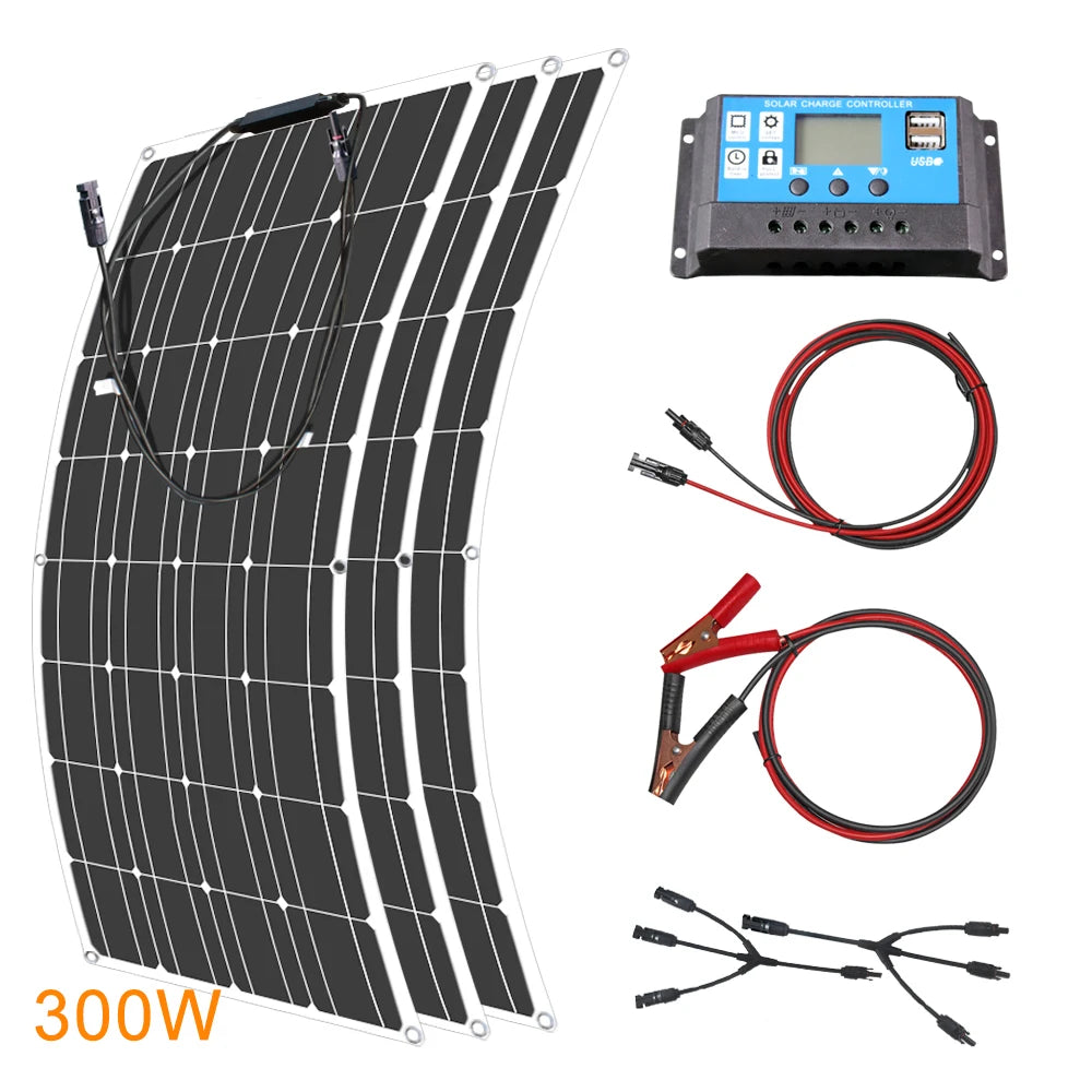 ASUNERGE 12V Flexible Solar Panel 600W 100W 200W 300W 400W 500W