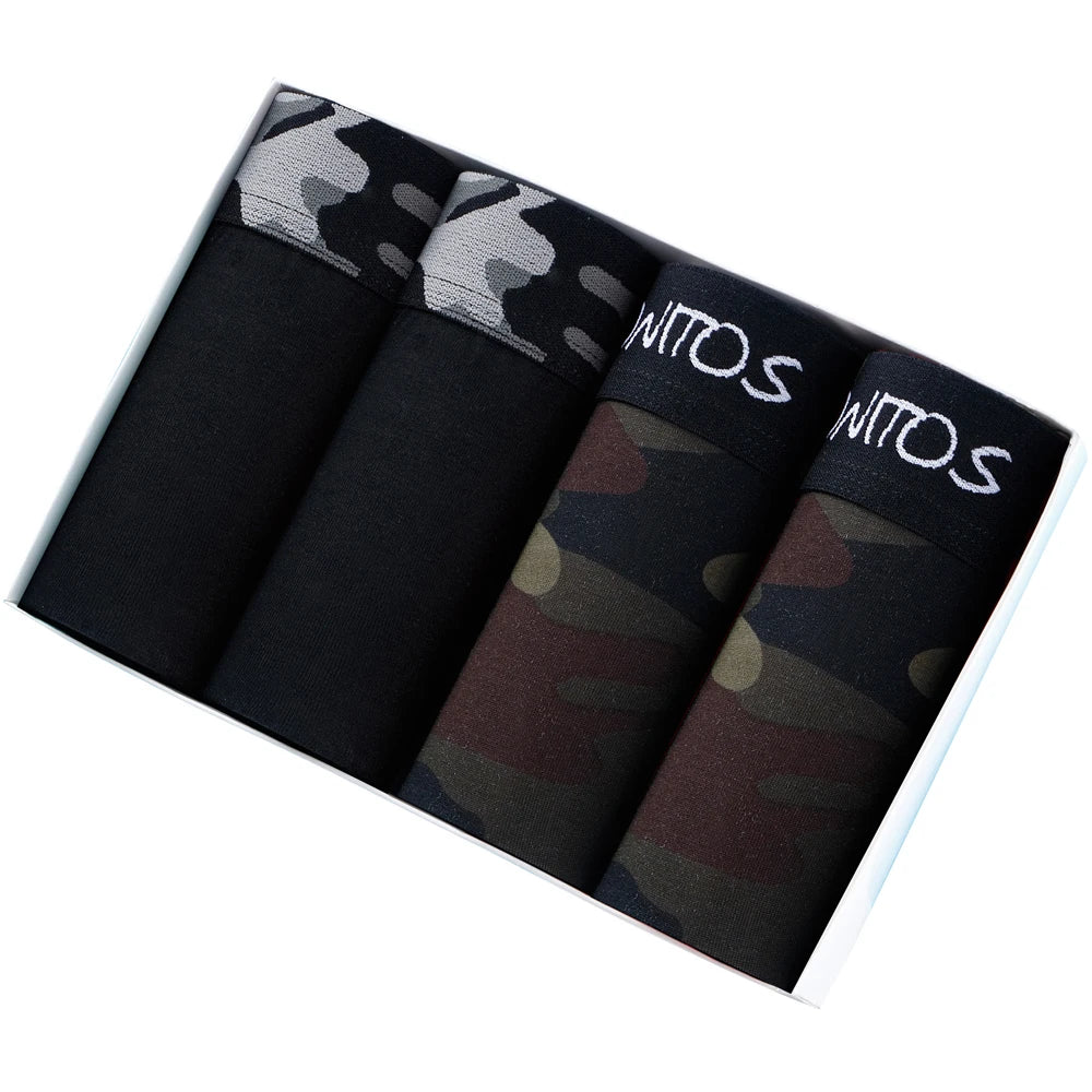4 Pieces Cotton Men's Panties BONITOS Letter Elastic Waistband Underwear