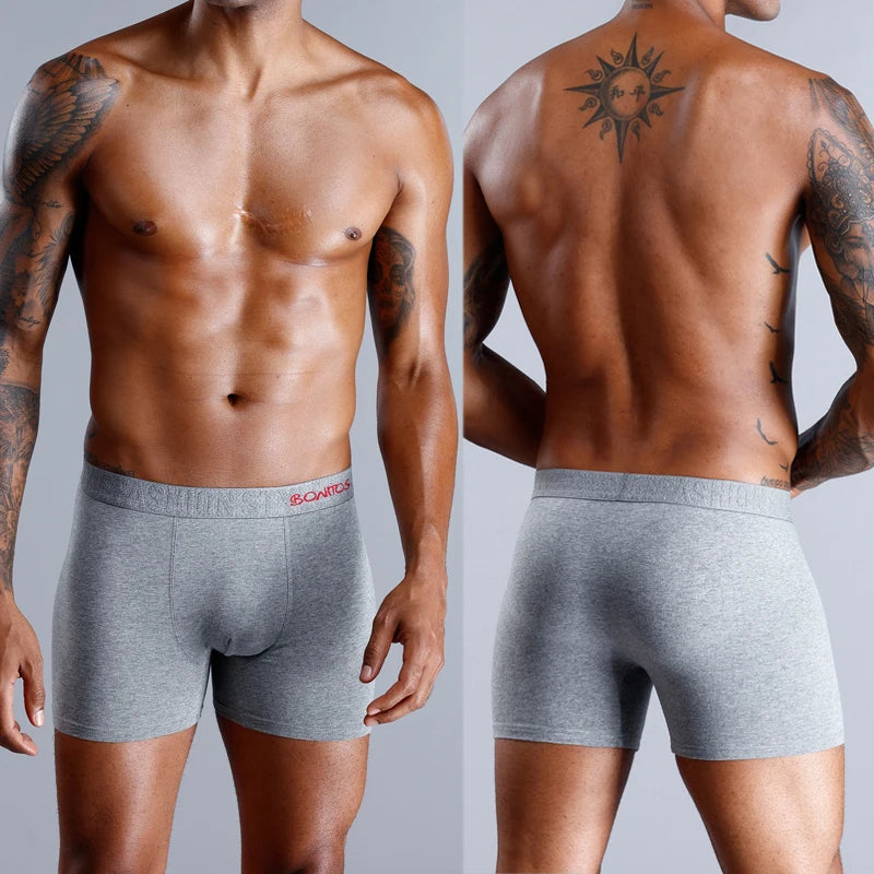 4 Pieces Cotton Men's Panties BONITOS Letter Elastic Waistband Underwear