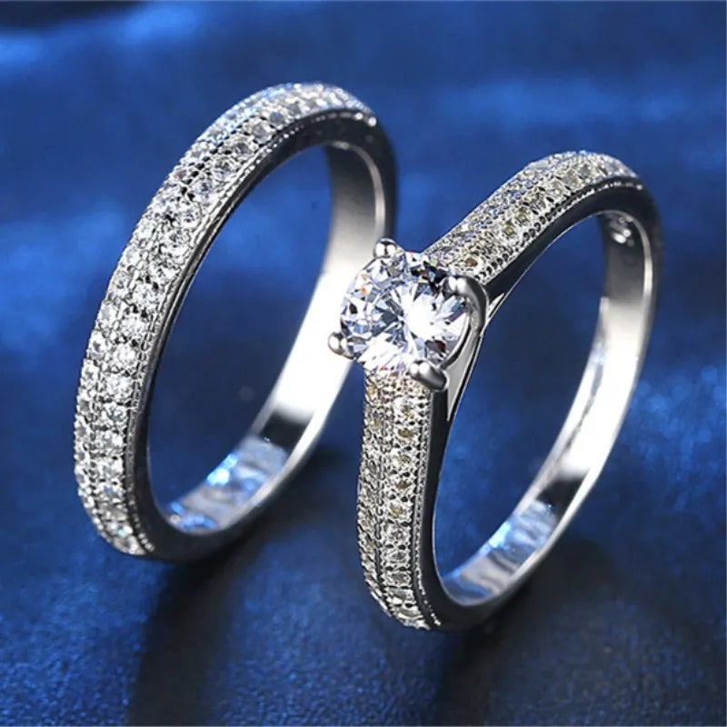 CC Lovers Jewelry Rings For Women 2pcs Bridal Sets