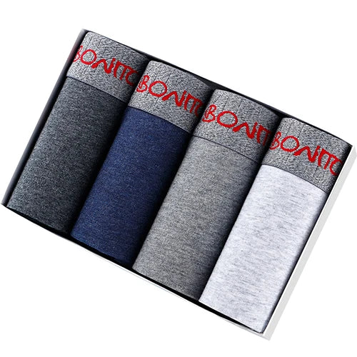 4 Pieces Cotton Men's Panties BONITOS Letter Elastic Waistband Underwear