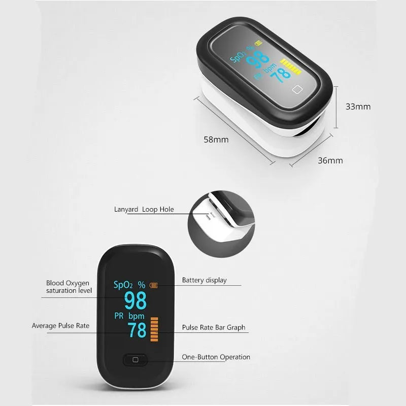 New Medical Portable Finger Pulse Oximeter Blood Oxygen Heart Rate Saturation Meter Oled Oximetro De Dedo Saturometro Monitor